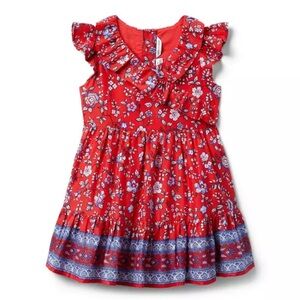 Janie and Jack FLORAL RUFFLE TRIM DRESS